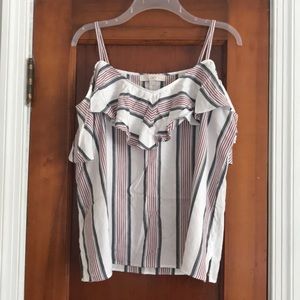 Off-the-shoulder ruffle tank top from Loft.